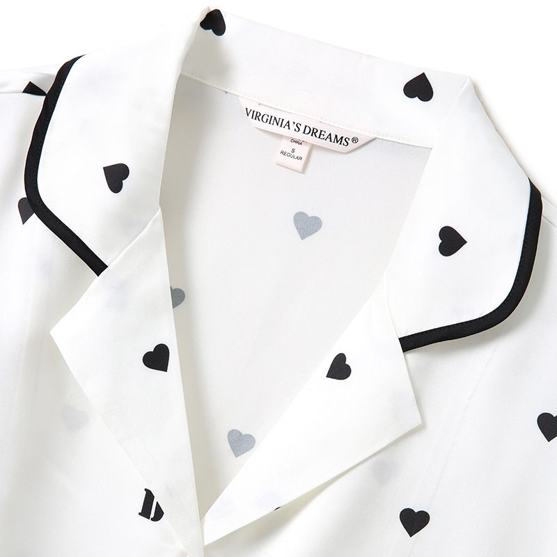 Damespyjama's Love Heart-set Met Lange Mouwen En Geborduurde Homewear-broek