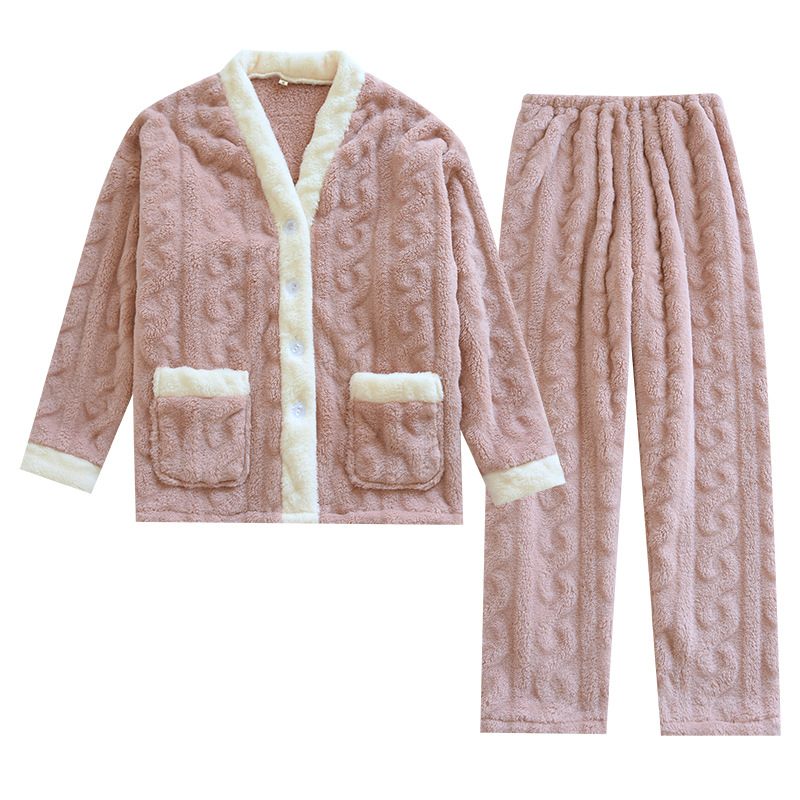 Flanel Pyjama Dames Set Warm Coral Fleece Homewear