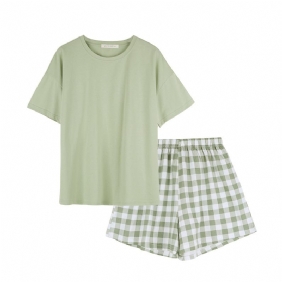 Katoenen Pyjama Dames Geruite Homewear Set