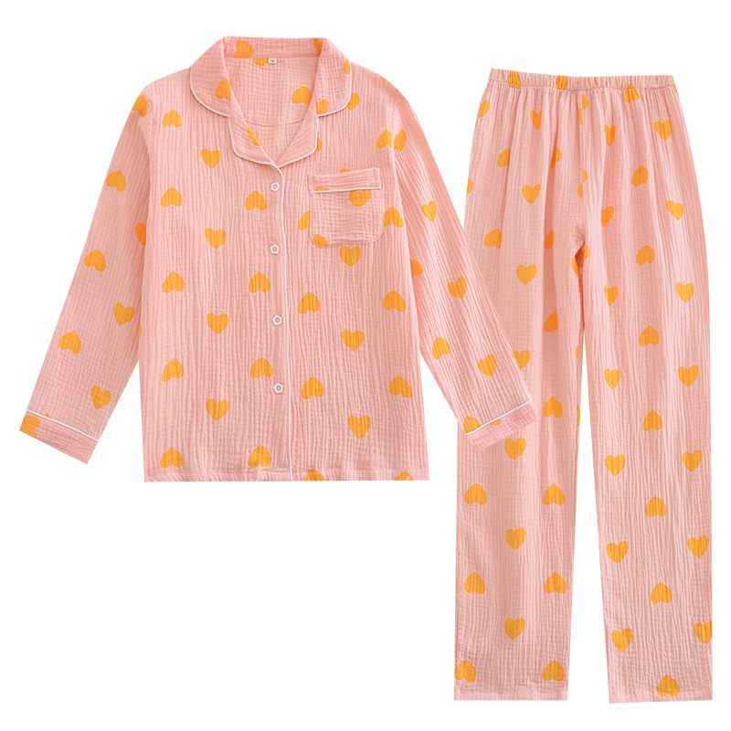 Love Ladies Pyjama Zachte Dunne Revers Homewear Met Lange Mouwen