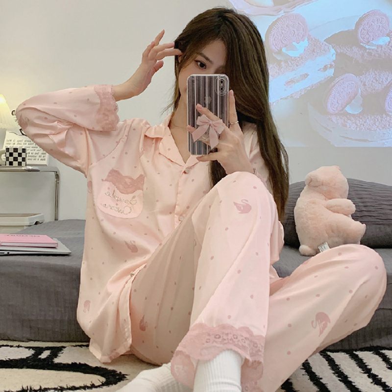 Pyjama's Voor Dames Zacht Zoet Kant Gezellige Loungewear-sets