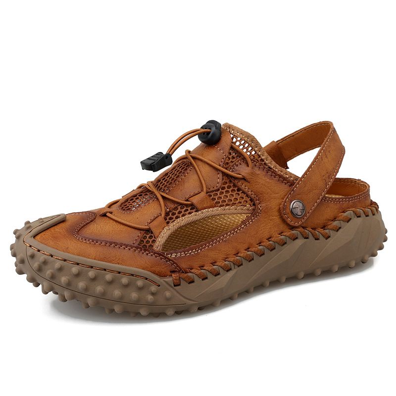 2024 Nieuwe Grote Maat Heren Sandalen Mesh Casual Strandschoenen Handgenaaide Outdoor