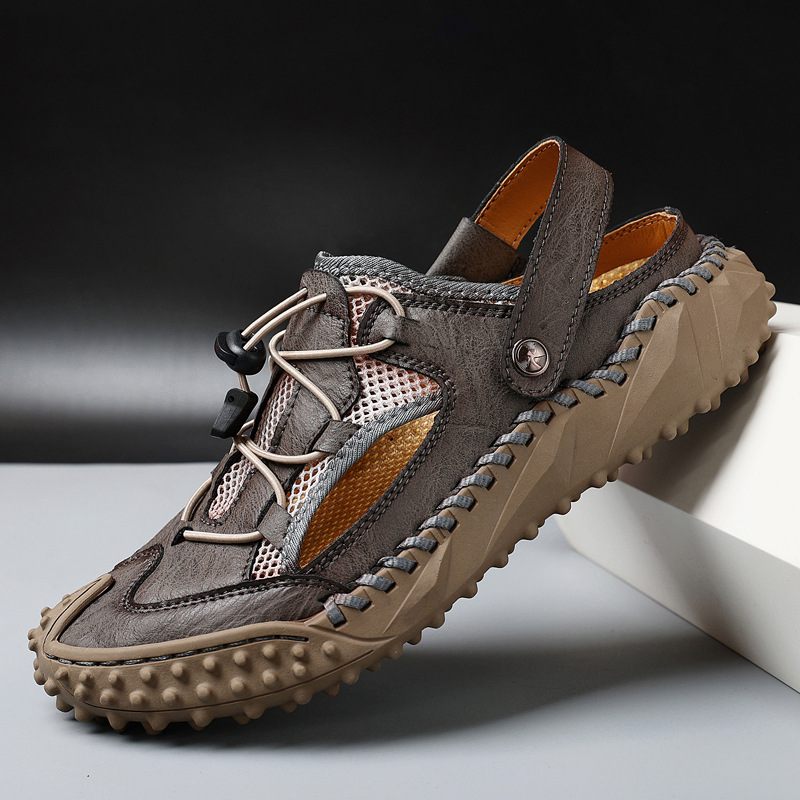 2024 Nieuwe Grote Maat Heren Sandalen Mesh Casual Strandschoenen Handgenaaide Outdoor