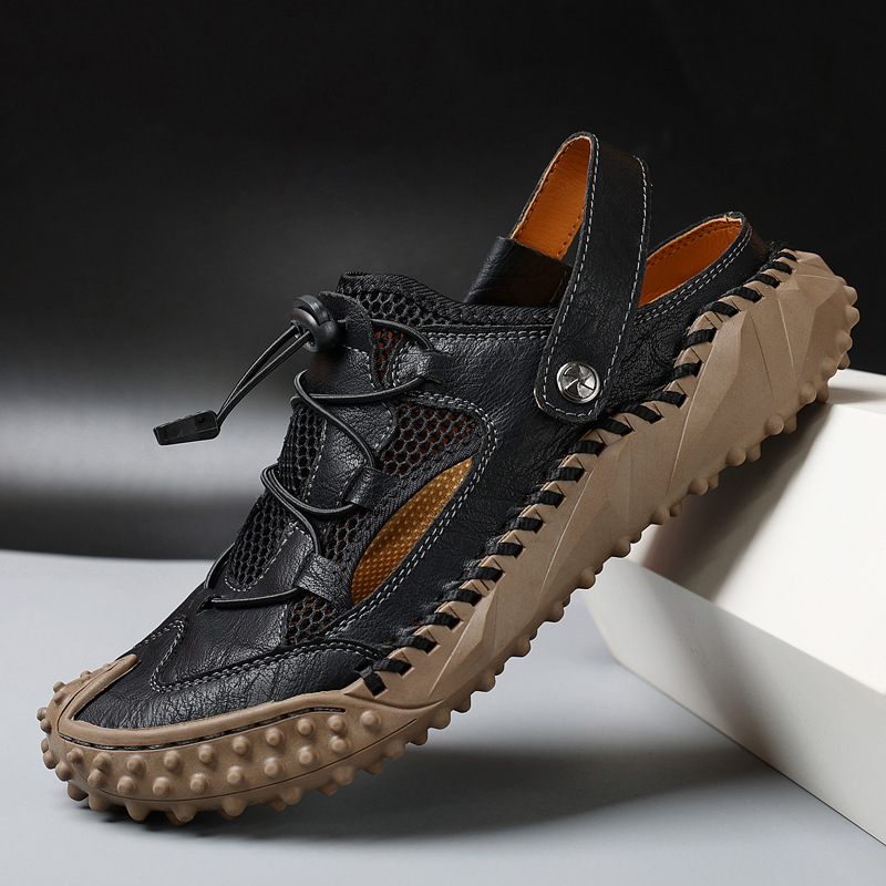 2024 Nieuwe Grote Maat Heren Sandalen Mesh Casual Strandschoenen Handgenaaide Outdoor