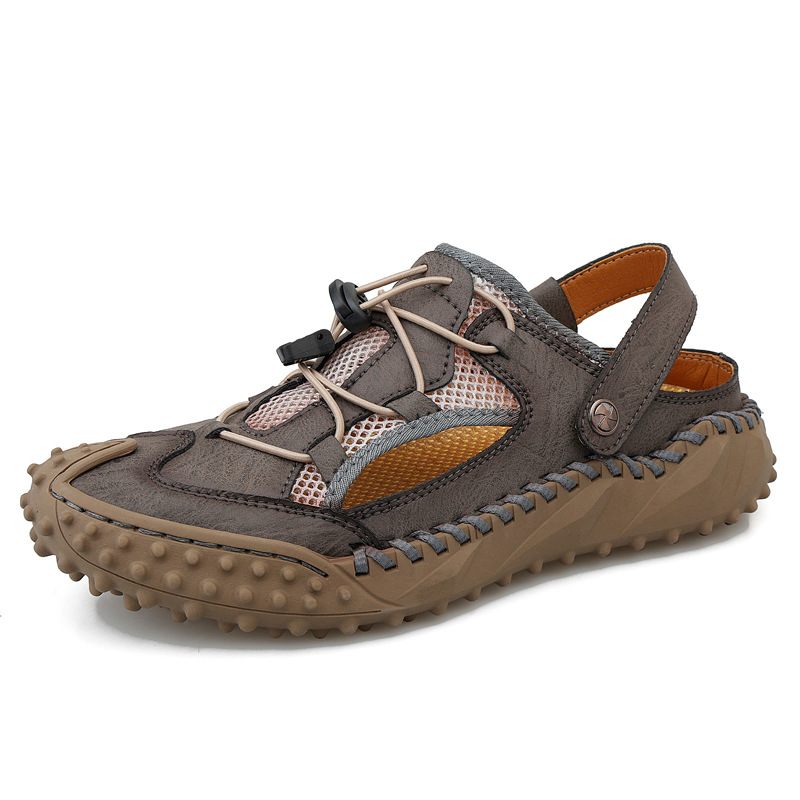 2024 Nieuwe Grote Maat Heren Sandalen Mesh Casual Strandschoenen Handgenaaide Outdoor