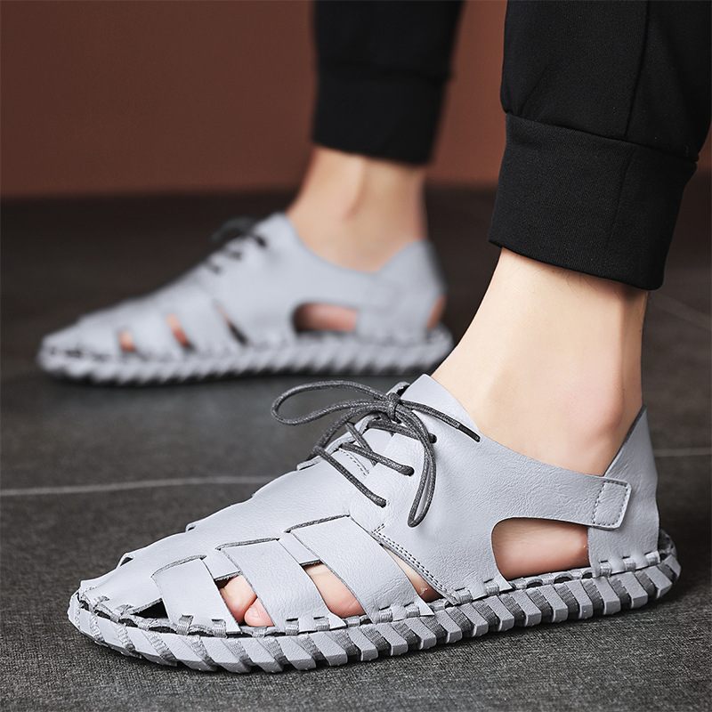 2024 Nieuwe Heren Genaaide Sandalen Holle Ademende Amoi Strand Herenschoenen Trendy Casual Sportsandalen