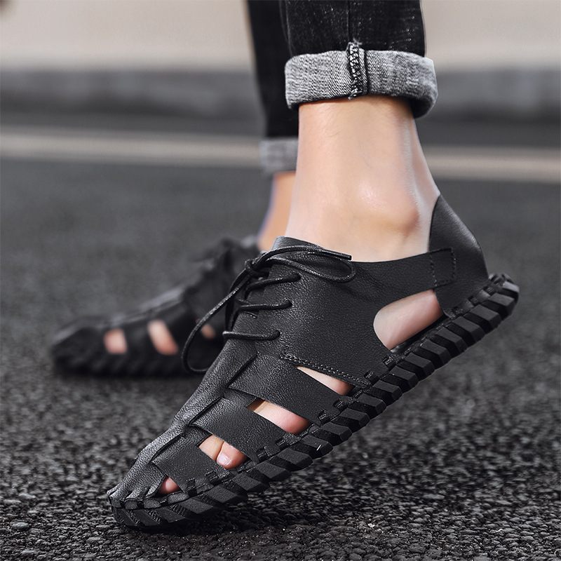 2024 Nieuwe Heren Genaaide Sandalen Holle Ademende Amoi Strand Herenschoenen Trendy Casual Sportsandalen