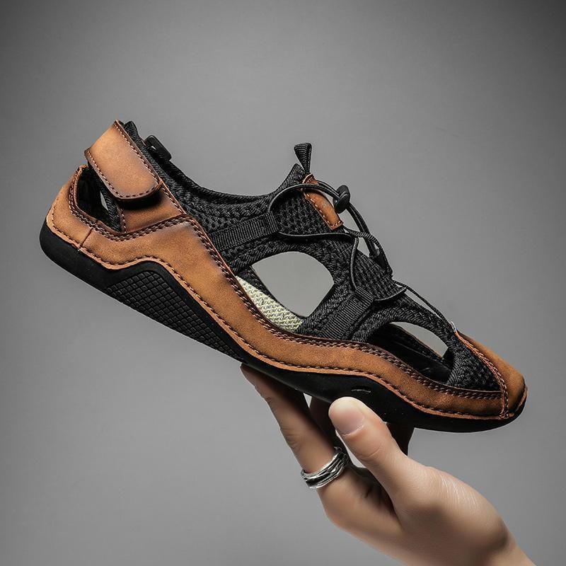 2024 Nieuwe Sandalen Heren Ademende Pantoffels Schoenen Herenmode Zomer Mesh Knot Strandschoenen