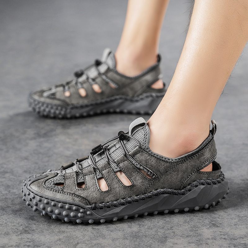 2024 Zomer Ademend Baotou Sandalen Lichtgewicht Grote Maat Outdoor Strand Schoenen Retro Trendy Casual Herenschoenen Dikke Bodem