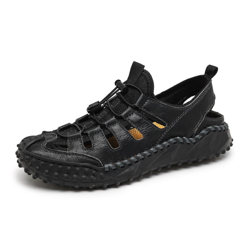 2024 Zomer Ademend Baotou Sandalen Lichtgewicht Grote Maat Outdoor Strand Schoenen Retro Trendy Casual Herenschoenen Dikke Bodem