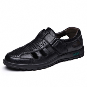 2024 Zomer Heren Leren Sandalen Ademend Antislip Hollow Out Dad Herenschoenen Cool Dress Shoes