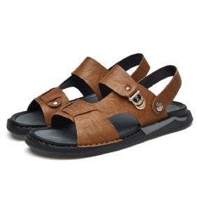 2024 Zomer Nieuwe Heren Leren Sandalen Outdoor Ademende Slippers Mode Retro Casual Strandschoenen