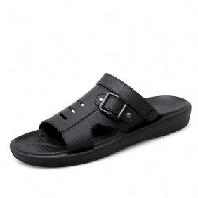 2024 Zomer Nieuwe Lederen Mannen Sandalen Antislip Slijtvaste Strand Schoenen Leren Toevallige Slippers