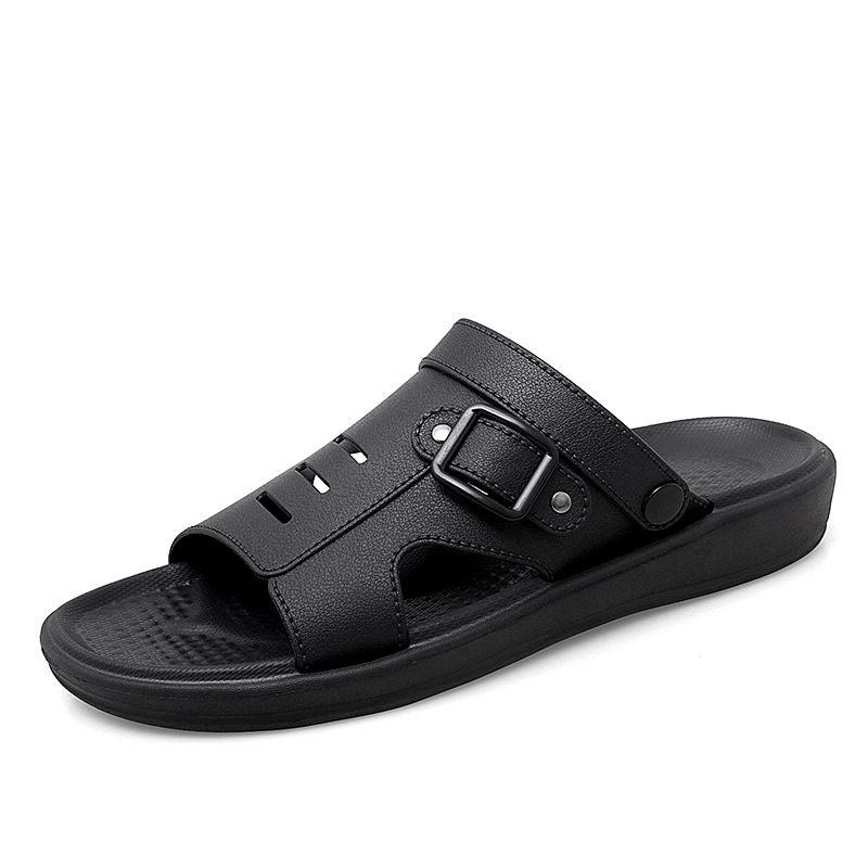 2024 Zomer Nieuwe Lederen Mannen Sandalen Antislip Slijtvaste Strand Schoenen Leren Toevallige Slippers