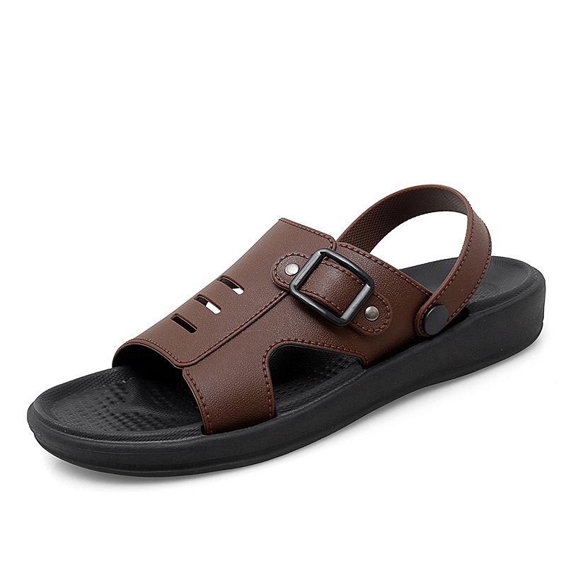 2024 Zomer Nieuwe Lederen Mannen Sandalen Antislip Slijtvaste Strand Schoenen Leren Toevallige Slippers