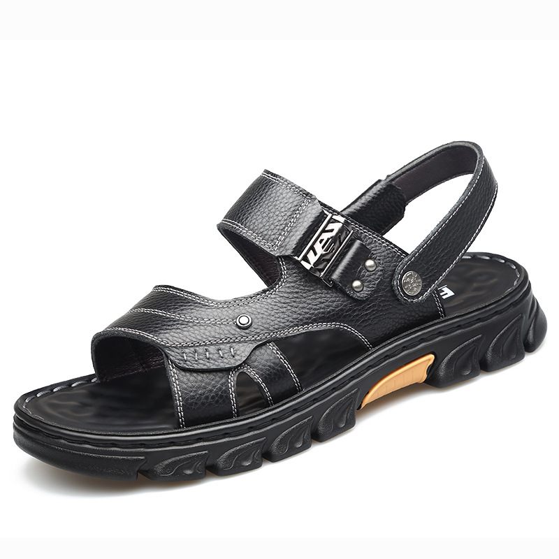 2024 Zomer Nieuwe Leren Herensandalen Comfortabele Strandschoenen Sandalen Pantoffels Trendy Herenschoenen Voor Tweeërlei Gebruik