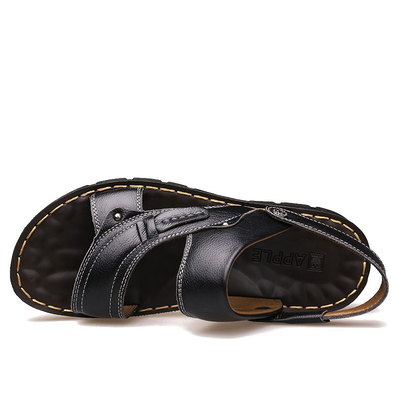 2024 Zomer Nieuwe Leren Sandalen Heren Casual Strandschoenen Antislip Slip-on Slippers