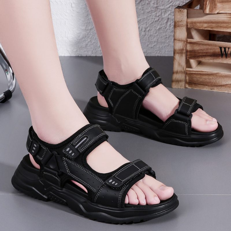 2024 Zomer Nieuwe Leren Strand Heren Sandalen Outdoor Casual Zachte Bodem Herenschoenen Grote Maat Sport Strandschoenen