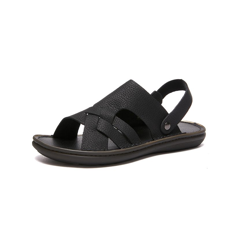 Grote Maat 4546 Online Leren Herensandalen 2024 Zomer Nieuwe Comfortabele Pantoffels Met Open Tenen