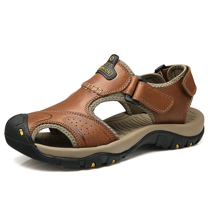 Grote Maat Sandalen Heren Zomer Nieuwe Casual Baotou Lederen Outdoor Antislip Strandschoenen 48 Yards