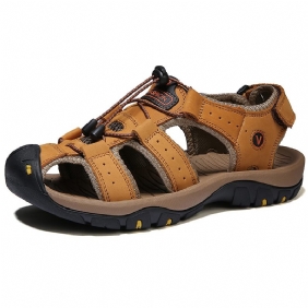 Grote Maten Zomer Heren Rundleer Baotou Casual Outdoor Lederen Strandsandalen