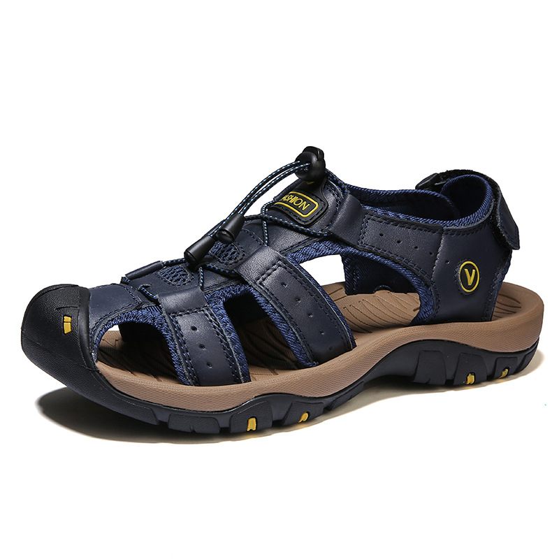 Grote Maten Zomer Heren Rundleer Baotou Casual Outdoor Lederen Strandsandalen