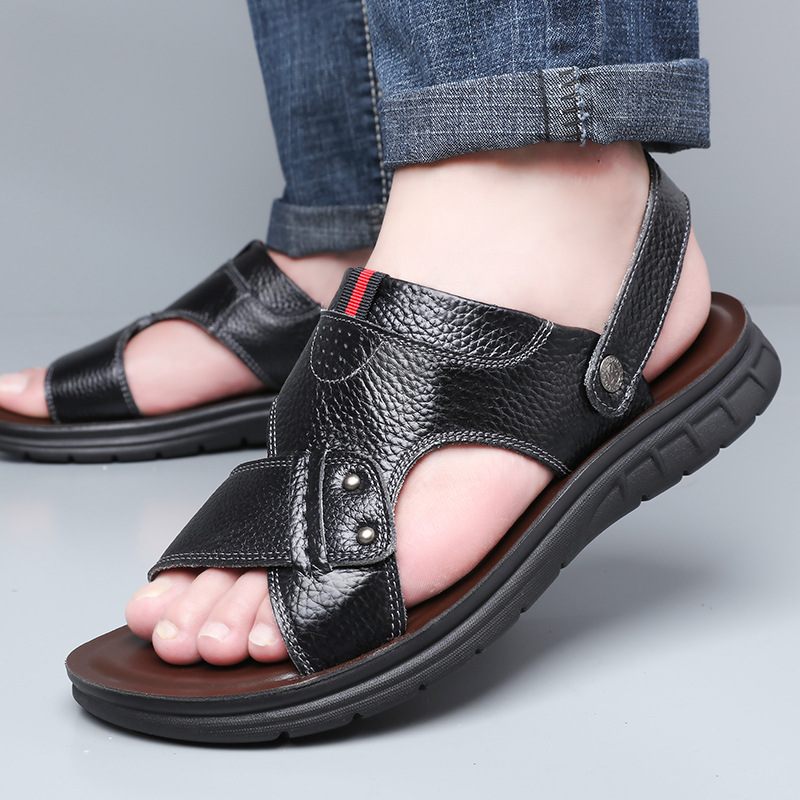 Heren Zomer Grote Maten Sandalen Strandschoenen Zacht Leren Maat 45 46 47 48 49