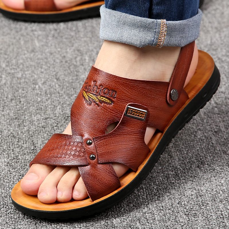 Herensandalen 2024 Zomer Nieuwe Trend Casual Strandschoenen Heren Antislip Pantoffels Voor Tweeërlei Gebruik