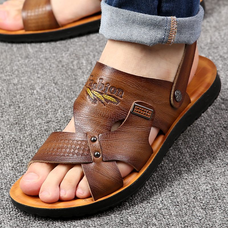 Herensandalen 2024 Zomer Nieuwe Trend Casual Strandschoenen Heren Antislip Pantoffels Voor Tweeërlei Gebruik