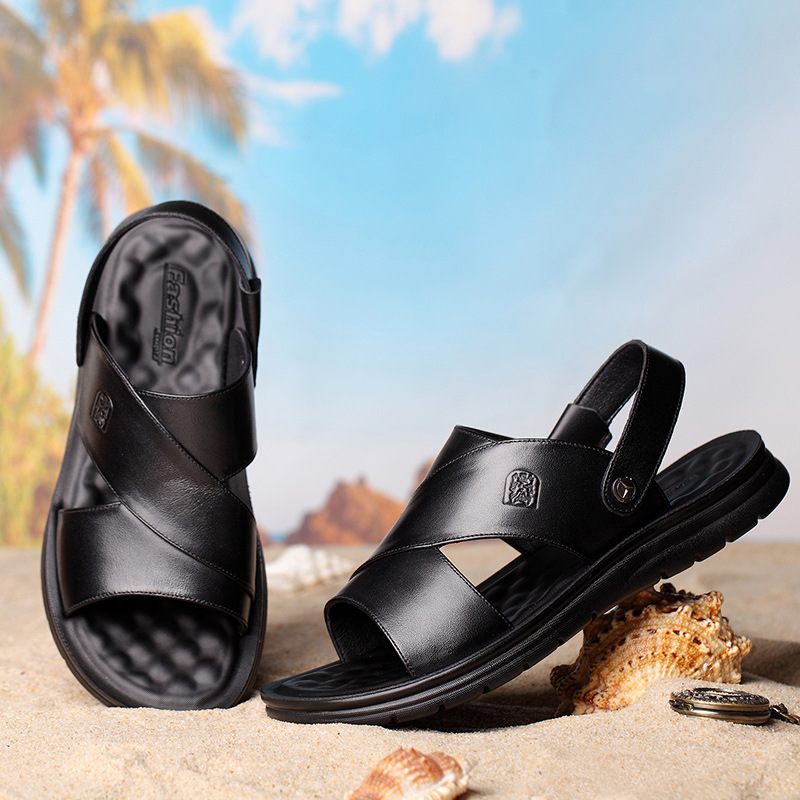 Holle Zachte Zool Strandsandalen Herensandalen Groot Formaat Vader Leren Zomersandalen Pantoffels Schoenen Heren Koeienhuid