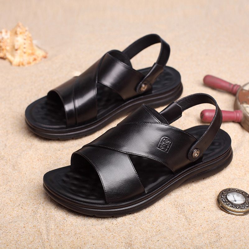 Holle Zachte Zool Strandsandalen Herensandalen Groot Formaat Vader Leren Zomersandalen Pantoffels Schoenen Heren Koeienhuid