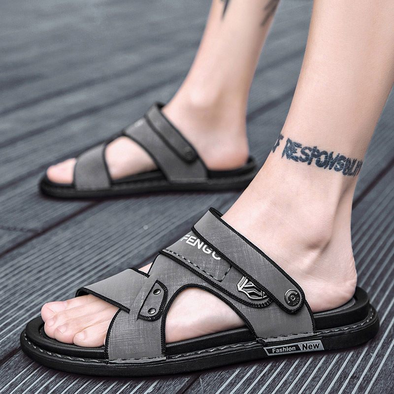 Leren Sandalen Heren Voor Tweeërlei Gebruik Nieuwe Zomer Antislip Slippers Met Zachte Zolen Casual