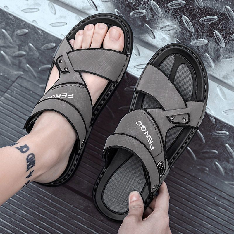 Leren Sandalen Heren Voor Tweeërlei Gebruik Nieuwe Zomer Antislip Slippers Met Zachte Zolen Casual