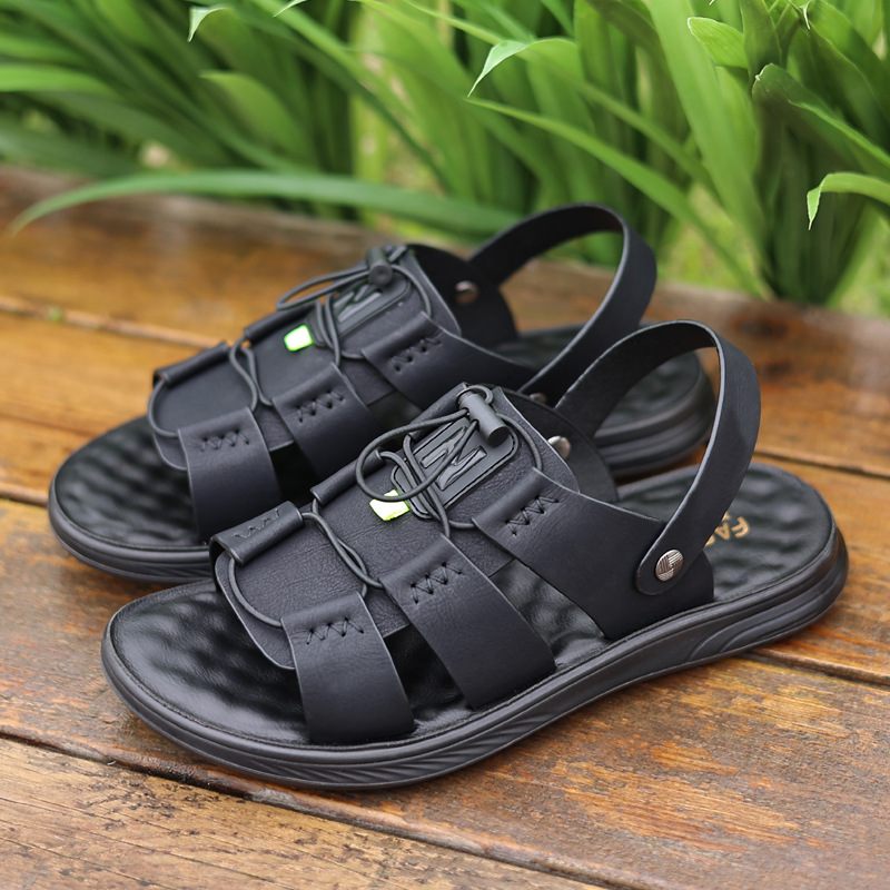 Mannen Romeinse Sandalen 2024 Zomer Mode Schoenen Strand Latex Massage Bodem Toevallige Dikke Zolen Slippers