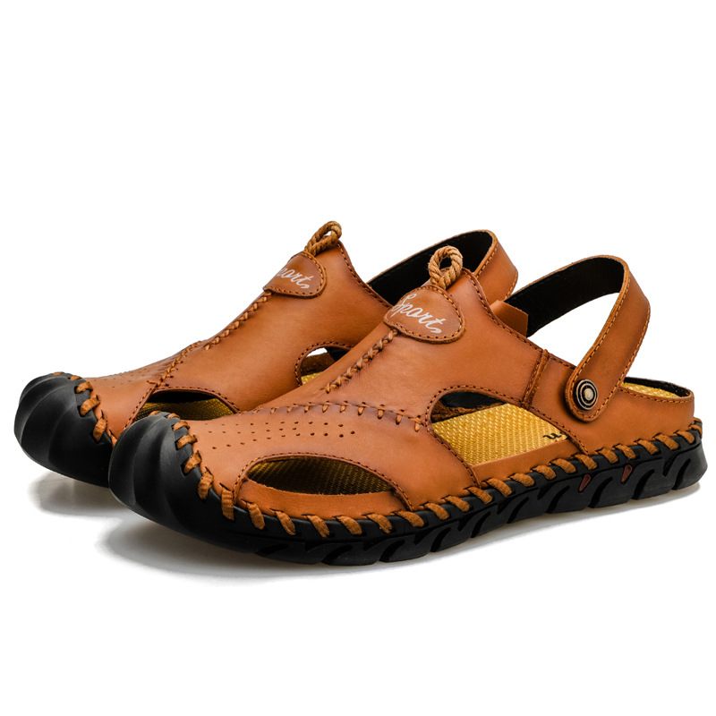 Sandalen Heren 2024 Casual Schoenen Zomer Outdoor Mode Leren Grote Herenschoenen