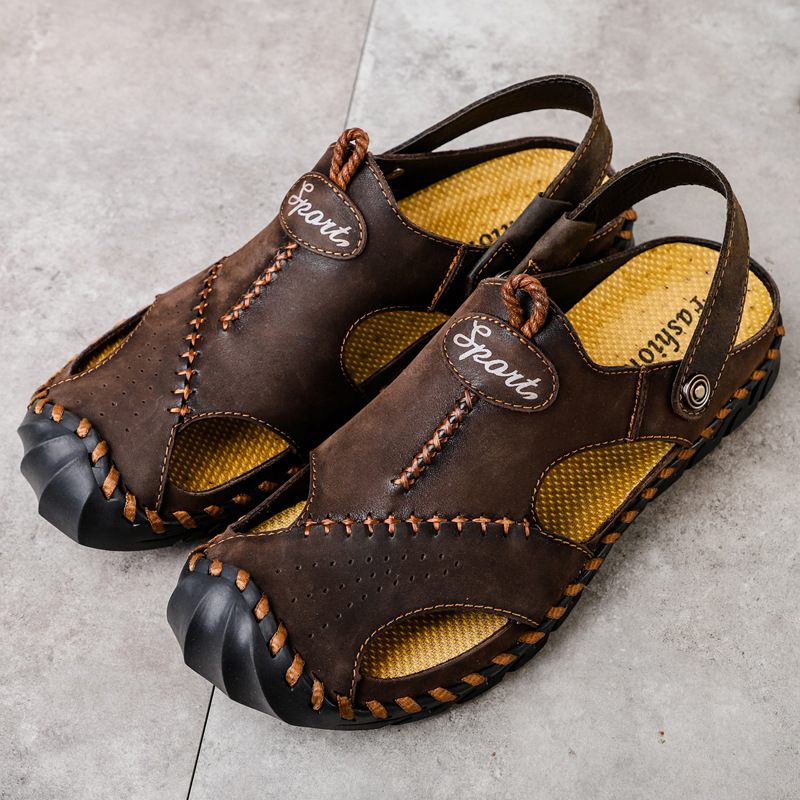 Sandalen Heren 2024 Casual Schoenen Zomer Outdoor Mode Leren Grote Herenschoenen