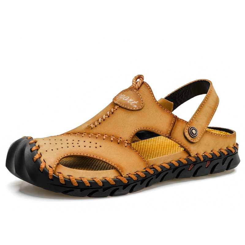 Sandalen Heren 2024 Casual Schoenen Zomer Outdoor Mode Leren Grote Herenschoenen