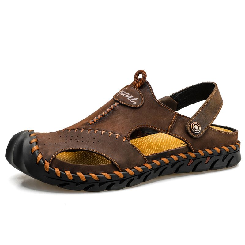 Sandalen Heren 2024 Casual Schoenen Zomer Outdoor Mode Leren Grote Herenschoenen