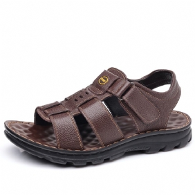 Sandalen Heren Leer 2024 Nieuwe Klittenband Antislip Slijtvaste Vrijetijdsschoenen Zomersandalen Slippers Schoenen