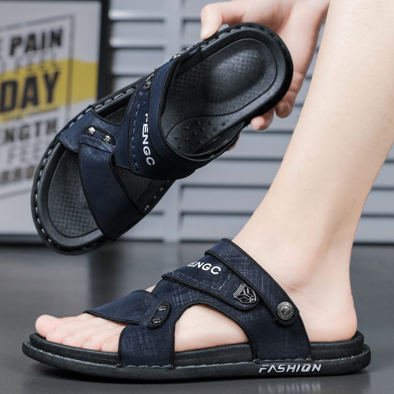 Sandalen Heren Zomer 2024 Nieuwe Strandschoenen Leren Herensandalen Ademende Slippers Schoenen Herenschoenen