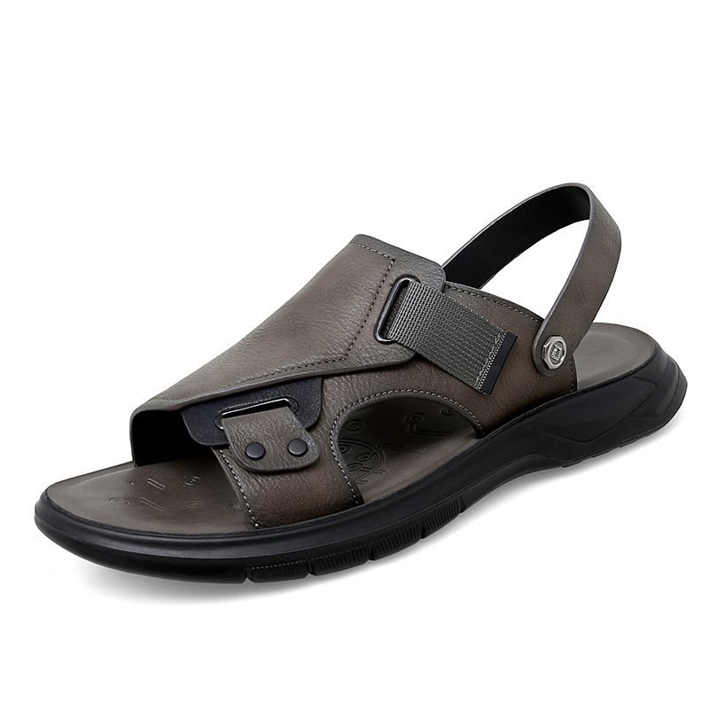 Sandalen Heren Zomer Nieuwe Casual Outdoor Strandschoenen Ademende Slippers 2024 Leren