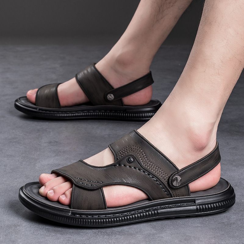 Sandalen Heren Zomer Nieuwe Herensandalen Pantoffels Schoenen Outdoor Dual-use Latex Antislip Casual Strandschoenen Trend