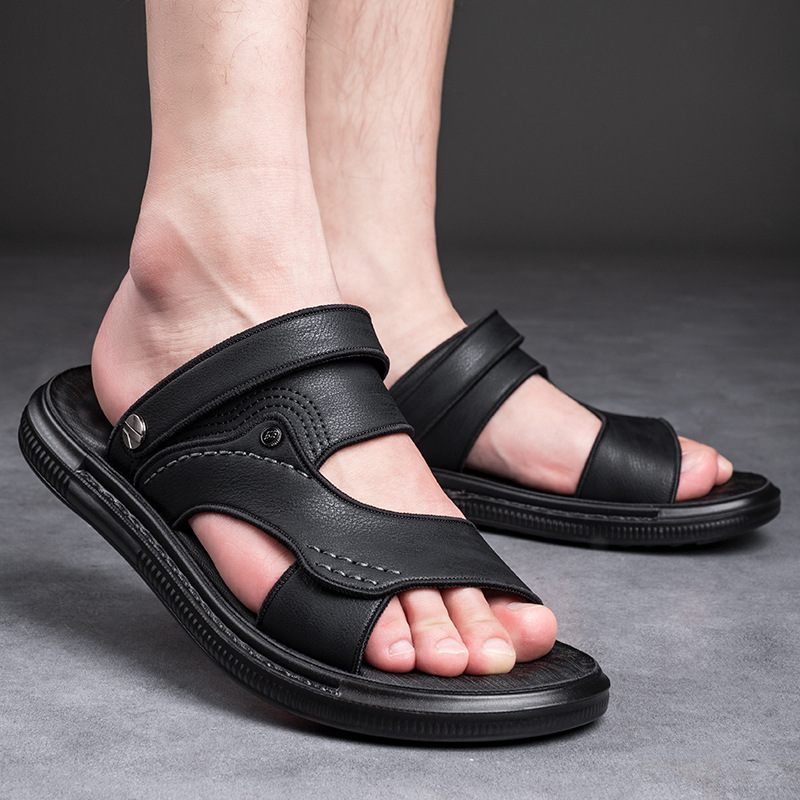 Sandalen Heren Zomer Nieuwe Herensandalen Pantoffels Schoenen Outdoor Dual-use Latex Antislip Casual Strandschoenen Trend