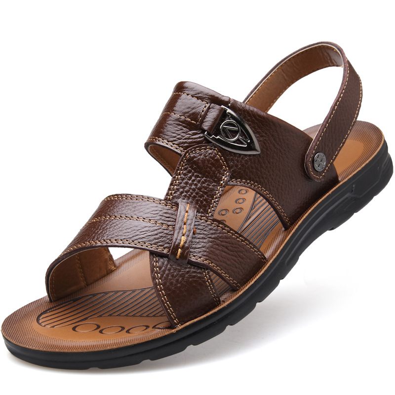 Zomer Grote Maat 45 46 47 48 49 50 Yards Mannen Strand Schoenen Leren Sandalen Slippers