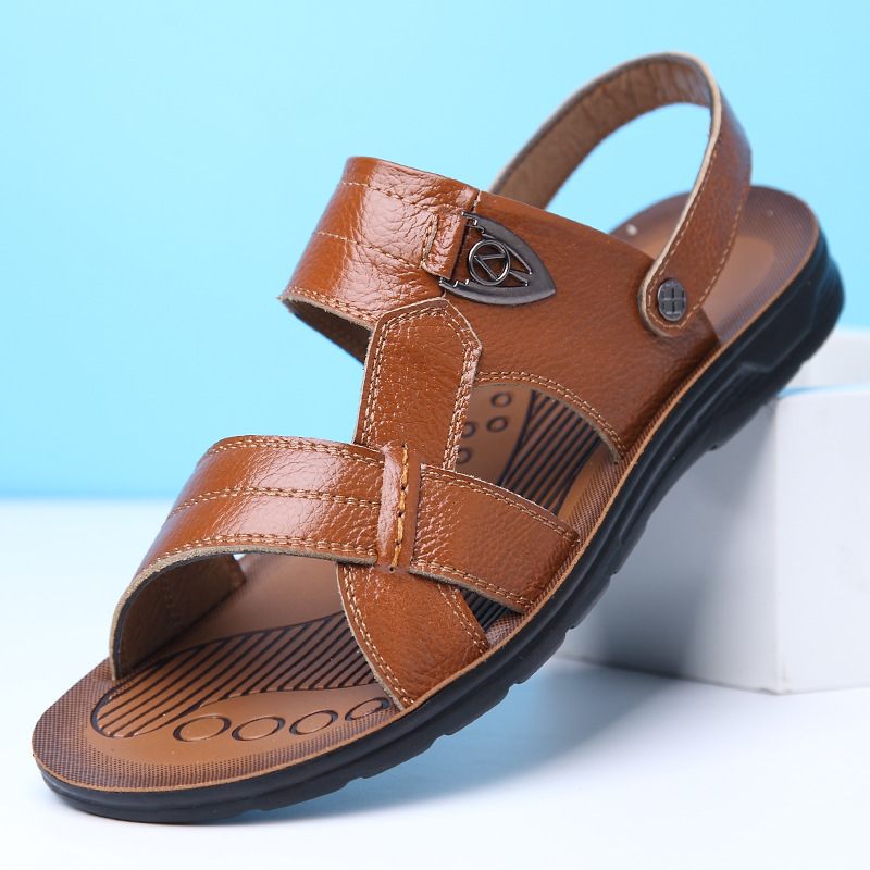 Zomer Grote Maat 45 46 47 48 49 50 Yards Mannen Strand Schoenen Leren Sandalen Slippers