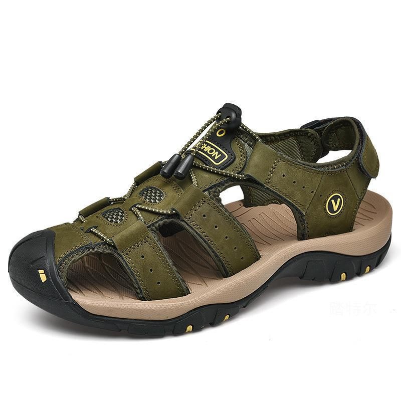 Zomer Herenschoenen Outdoor Strandschoenen Grote Maten Sandalen Baotou Klittenband Volwassen