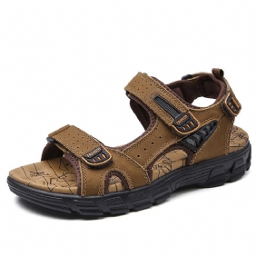 Zomer Sandalen Mannen Dikke Zool Open Teen Koeienhuid Heren Strand Schoenen Zachte Mode Grote Maat Outdoor Casual