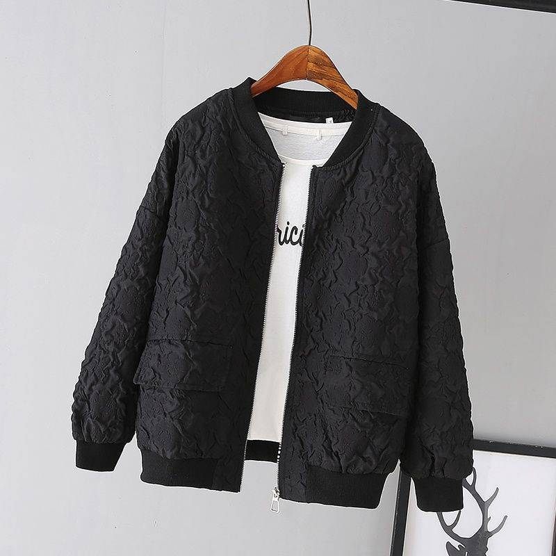 Dames Cropped Baseball Coat Loose Casual Jack Tops