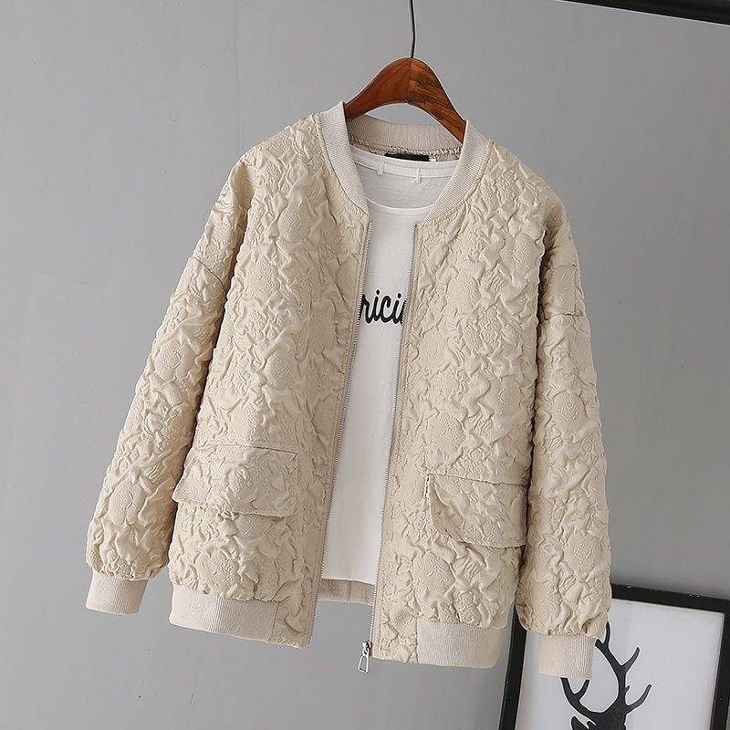 Dames Cropped Baseball Coat Loose Casual Jack Tops