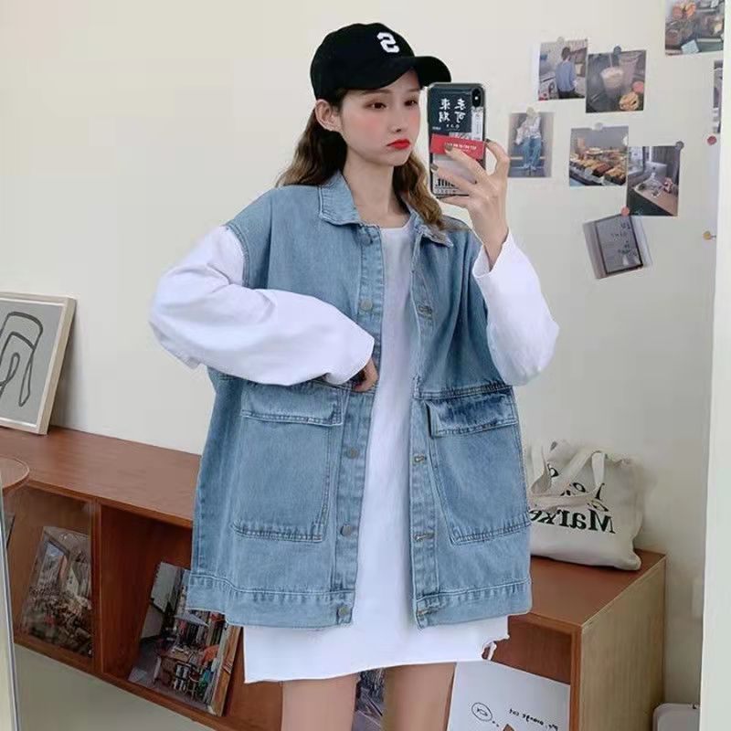 Vintage Dolman Sleeve Denim Jacket Dames Kort Los Jasje